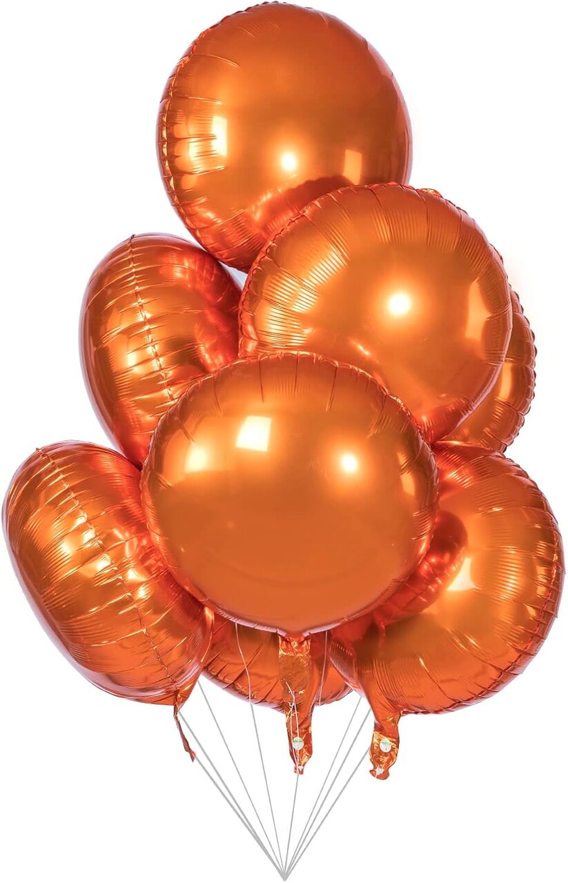30pcs 18 Inch Orange Round Mylar Foil Balloons – Self-Sealing Helium Supported Balloons for Halloween, Graduation, Thanksgiving, Fall & Party Decorations